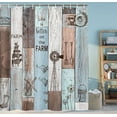 thumbnail image 3 of Rustic Farmhouse Shower Curtain, Vintage Country Shower Curtain Set for Bathroom, Blue and Gray Aesthetic Barn Door Fabric Shower Curtain Restroom Bathtub Decor Accessories with Hooks 72X 75 inch, 3 of 5