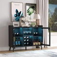 thumbnail image 1 of Modern Wine Bar Cabinet with LED Light, Wood Kitchen Coffee Bar Home Liquor Cabinets with Glass Holder, Doors and Wine Racks Buffet Sideboard with Storage for Living Room, 1 of 7