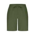 thumbnail image 5 of Shorts for Men Cotton Linen Elastic Drawstring Waist Solid Color Pocket Beach Shorts Army Green S, 5 of 6