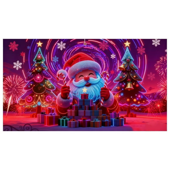 Liyamei Garage Door Cover Banner Reactive Design With 2 Lighting Modes For Festive Outdoor Fluorescent Glows In Dark With Cartoon Santa Party Xmas Decorat