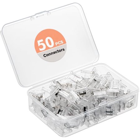 FCOB COB 50pcs 8mm 0.31in Transparent Connector Support Width 2 pin v+ v Single Color LED Strip Corner Connection Only Adapted for 20AWG Wire(No Wires in The Packaging)