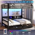 thumbnail image 2 of Queen Over Queen Bunk Bed with 2 Drawers, Shelf, Charging Station, Black, 2 of 9