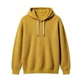 thumbnail image 3 of Men's Hoodie Waffle Knit Pullover Long Sleeve Casual Loose Fit Sweatshirt Hooded Tops with Pockets Fall Fashion Outfits(A01_Yellow,M), 3 of 3