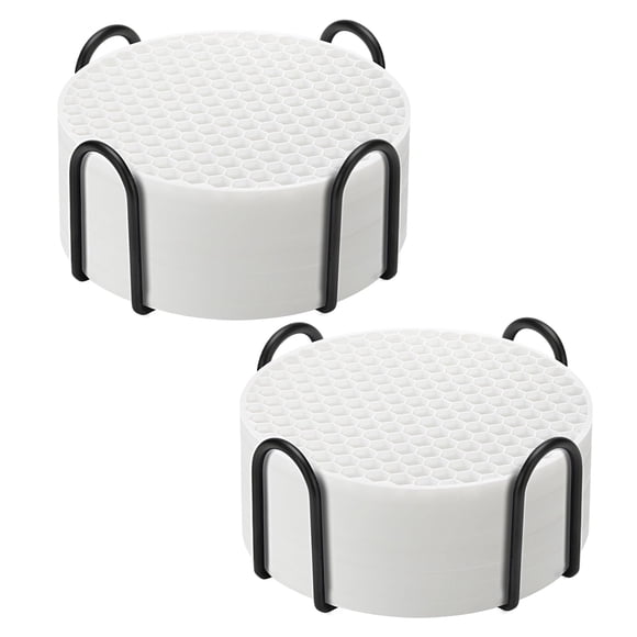 Juego de posavasos TWTli de silicona, 16 unidades, con soporte antideslizante, color blanco