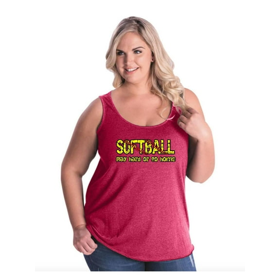 IWPF - Women's Plus Size Tank Top - Softball Play Hard or Go Home
