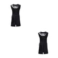 thumbnail image 4 of Minnieouse Chaqueta de cuello Vintage chaleco de retales con cordones sin mangas disfraz de Cosplay Top Punk Steampunk chaleco largo M, Negro 2piezas, 4 of 6