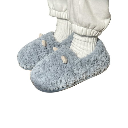 

Kesitin Mens Plush Slippers Slip On House Shoes Warm Fuzzy Slipper Comfort Non-slip Home Shoe Indoor Fluffy Blue Gray 10.5-11