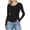 Black, variant on Women's Polka Dots Comfy Ribbed Knit T-Shirt Slim Fitted Crewneck Long Sleeve Business Casual Tee Tops Blouse