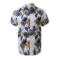 thumbnail image 2 of Camisas Manga Larga Hombre Top de camisa de manga corta con solapa y hebilla de impresión digital 3D de y ocio para hombre (White, XL), 2 of 7