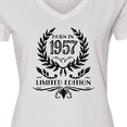 thumbnail image 4 of Inktastic Born in 1957 Limited Edition Women's V-Neck T-Shirt, 4 of 5