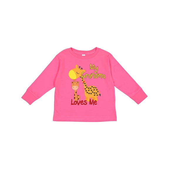 Inktastic My Grandma Loves Me Giraffe Boys or Girls Long Sleeve Toddler T-Shirt