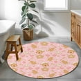 Christmas Round Area Rug 3ft Pink Gingerbread Man Cookie House Candy ...