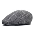 thumbnail image 1 of Sombrero Gatsby Newsboy con gorra plana a cuadros blancos y negros para hombre, 1 of 3