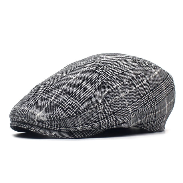 Sombrero Gatsby Newsboy con gorra plana a cuadros blancos y negros para hombre