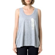 Z By Zobha Womens Size 2X-Large Soft Rayon Jersey "Feather" Graphic Tank, Heather Mid Grey
