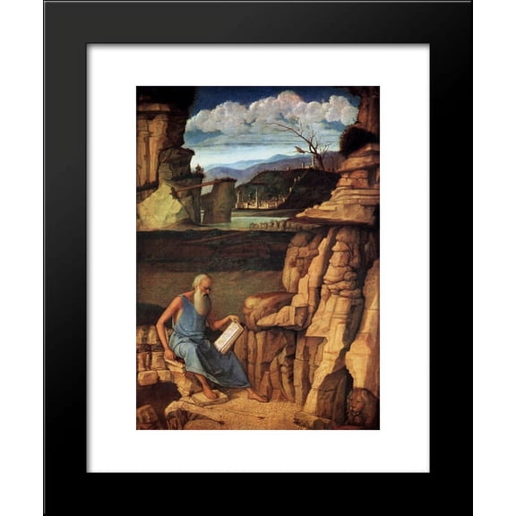 St Jerome Reading in the Countryside 20x24 Framed Art Print by Bellini, Giovanni