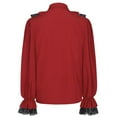 thumbnail image 4 of SROBPTY Womens Long Sleeve Shirts, Ladies Long Sleeve V-Neck Solid Color Ruffled Renaissance Top Red, L, 4 of 4