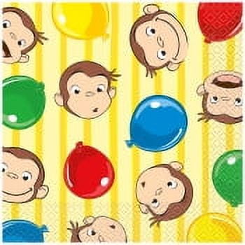 Curious George Luncheon Paper Napkins - 7" x 7", 16 Pcs