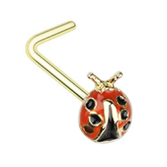 Nose Ring L Bend Stud Lady Bug Ladybug top 316L surgical steel