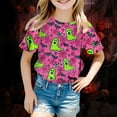 thumbnail image 2 of CAUYDY Girls Halloween T-Shirt Ghost Shirts Spooky Season Kids Graphic Tee Short Sleeve Tops(A01- Red,3-4 Y), 2 of 4