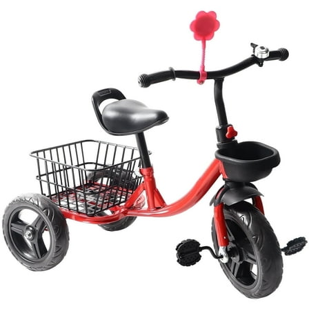 EOTVIA Toddler Bike with Basket, 3 Wheel Kids Bike for 1-4 Years Old Boys Girls, Tricycles for Toddlers Kids Trikes for Balance Training Baby Bike,Outdoor Kids Tricycles Riding Toy with Bell Streamer