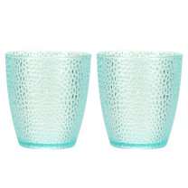 Uxcell Clear Plastic Reusable Drinking Glasses, 6.8oz Hobnail Drinking Glasses Set Plastic Water Cup Unbreakable Stackable for Beer Cocktail Water Juice Whiskey(Blue, 2Pcs)