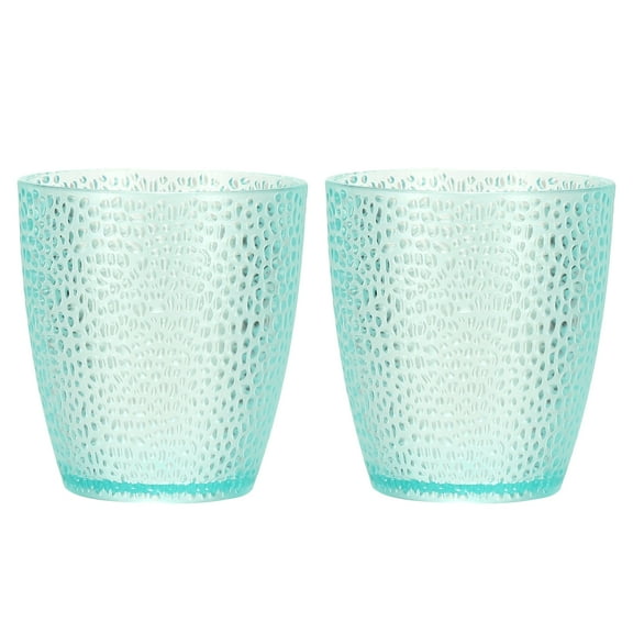 Uxcell Clear Plastic Reusable Drinking Glasses, 6.8oz Hobnail Drinking Glasses Set Plastic Water Cup Unbreakable Stackable for Beer Cocktail Water Juice Whiskey(Blue, 2Pcs)
