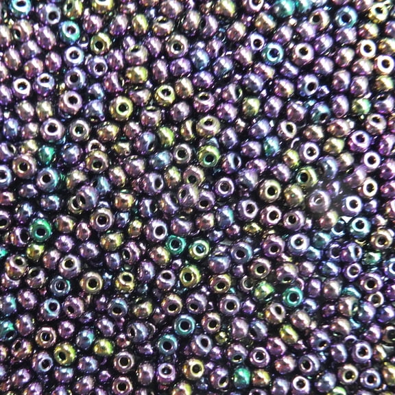 Seed Beads Purple Metallic Rainbow Iris 6/0 Czech Glass Full Hank Pack