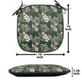 thumbnail image 5 of Tropical Chair Seating Cushion Set of 4, Pattern of Bouquet with Exotic Flowers Leaves Palms and Flamingos, Seat Pads for Office with Anti-slip Backing, 16"x16", Hunter Green Multicolor, by Ambesonne, 5 of 7