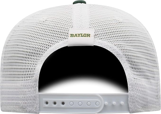 Brand New Collegiate Men's Baylor Mesh Adjustable Trucker Hat, 100% Cotton, Embroidered Logos, Official School Colors, Green
