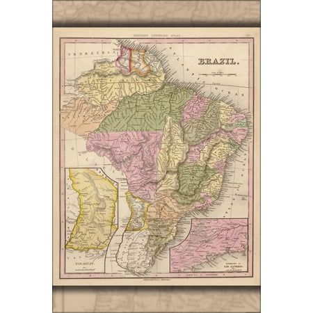 24"x36" Gallery Poster, map of Brazil 1844