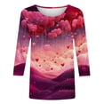 thumbnail image 5 of Cadancy Women Valentine Shirt Heart Print 3/4 Sleeve Plus Size Round Neck Tunic Tops Loose Fit Lounge Trendy Cute Tees Valentines Day Shirts Outfits, 5 of 5