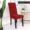 thumbnail image 2 of PiccoCasa 4Pcs Stretch Chair Slipcover Washable Floral Seat Cover for Kitchen Red and Black, 2 of 6