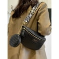 thumbnail image 2 of Gustave PU Leather Crossbody Bag for Women, Trendy Woven Fanny Pack Belt Bum Bag Shoulder Sling Purse with Adjustable Guitar Strap - Black, 2 of 7
