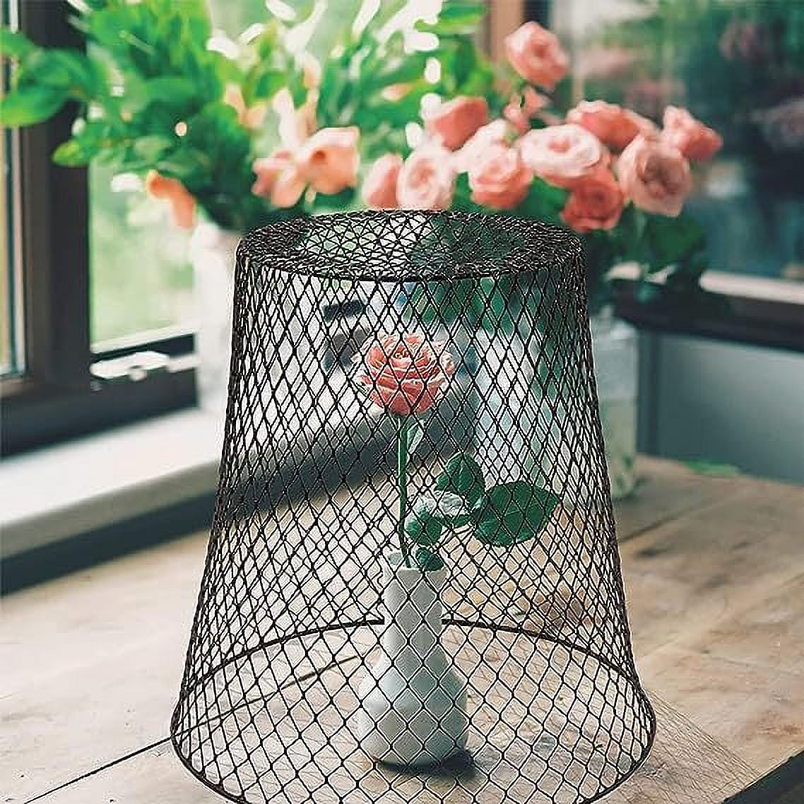Nvzi -b 10 plant protectors cover metal garden protection cover dome, used for plant wire protection basket, with garden wooden stake plant cage (black)