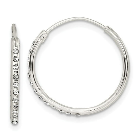 Auriga Fine Jewelry 925 Sterling Silver Crystal Endless Hoop Earrings for Women (L-19.75mm, W- 20.15mm)