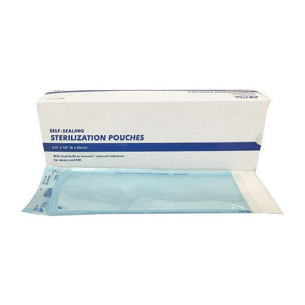 SelfSealing Sterilization Pouches 3.5x 10. Pack Blue Sterilizing Bags