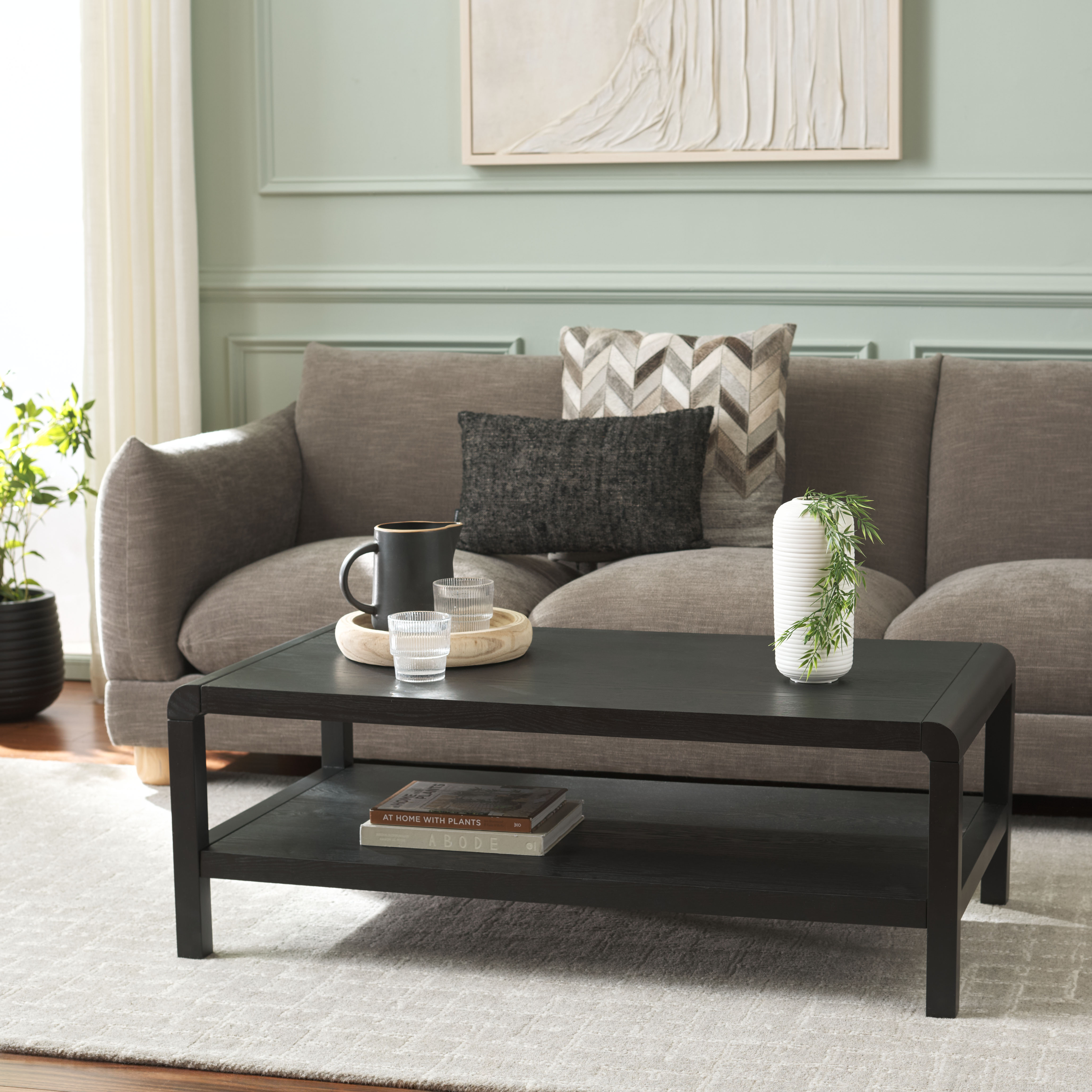 Safavieh Omara Glam 1 Shelf Pine Coffee Table, Black