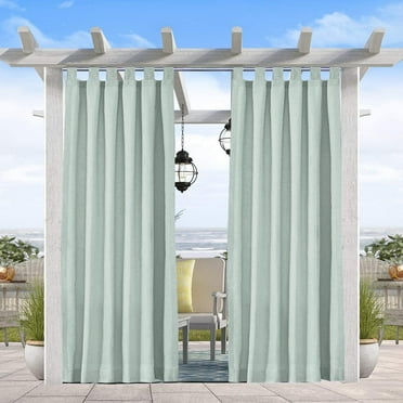 50" x 96" Indoor/Outdoor Curtain Panel Thermal Insulated Solid Tab Top Single Curtains Drape for Patio, Creamy-White