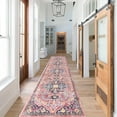 thumbnail image 5 of Findosom 2'x10' Vintage Runner Rug 0.4" Distressed Hallway Rug Non Slip Laundry Runner Rug Decor Rug Washable Runner Rug Kitchen Floor Mat Entryway Rug Runner for Laundry Kitchen Entryway, Pink, 5 of 7