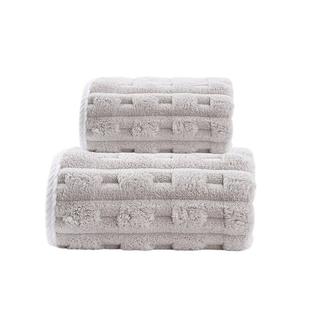 2 Pack Multi Colored Coral Velvet Fleece Microfiber Towel Set Includes 1 Large Bath Towel 27x55 Inches and 1 Hand Towel 13x29 Inches Ultra Soft Quick Dry Absorbent for Bathroom Gym Pool Travel Spa