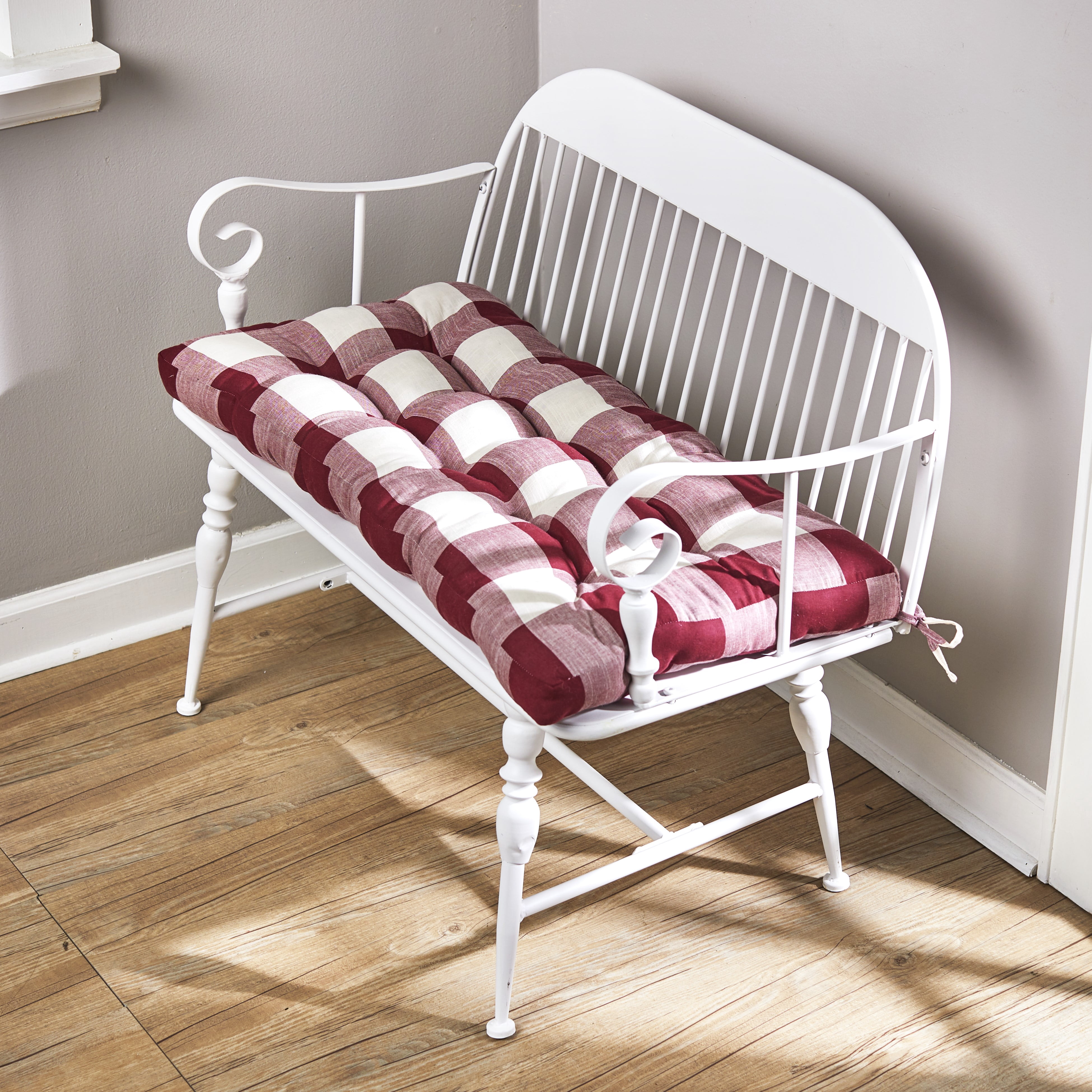 Buffalo Check Bench Cushions - Red