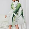 thumbnail image 2 of Sage Green Ink Night Robe Long Sleeve V Neck Robe With Belt Women's Sleepwear Dresses, 2 of 9