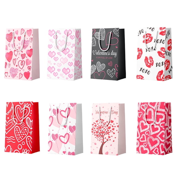 Valentine’s Day Gift Bags,24Pcs Valentines Day Paper Bags - Valentine's Day Party Bags,Valentine Bags with Handles for Valentines Day Decoration,Mother's day&Wedding Anniversary Birthday Party Favors