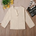 thumbnail image 4 of Boys Cotton Linen Shirt Toddler Boys Button Up Pocket Long Sleeve Blouse Dress Shirts Spring Fall Tees Tops,Color:Beige,8-10 Years, 4 of 7