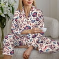 thumbnail image 5 of KLL rock Skull record Retro Print Women's Long Sleeve Pajamas with Pants Sleepwear Loungewear 2 Set-X-Large, 5 of 7