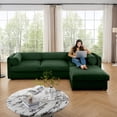 thumbnail image 4 of 109 Inch Modular Sectional Sofa with Storage Seats, 4 Seat L-Shaped Cloud Couch with Movable Ottoman, Deep Seat Chenille Sofa for Living Room in Green, 4 of 9