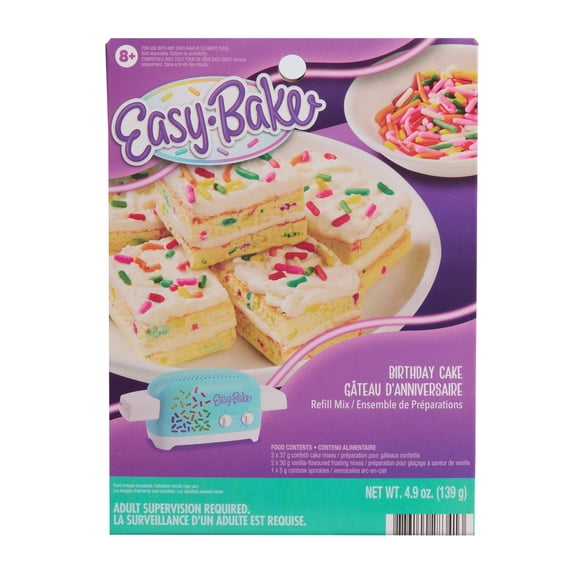 Easy-Bake® Ultimate Oven Birthday Cake Refill Mix – Kids Baking Kit Toy Oven Refill Mix with Frosting & Sprinkles, Cake Baking Mix for Kids Ages 8