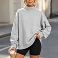 thumbnail image 5 of Tqcoqu Mock Neck Sweatshirt For Women,Long Sleeve Loose Fit Casual Pullover Top With Side Zipper Pockets, 5 of 8