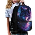 thumbnail image 3 of Binienty Galaxy Wolf Print 17 Inch School Backpack for Teens, Large Capacity Bookbag with Front Zipper Pocket Mesh Side Holders, Casual Daypack Rucksack for School Travel Daily Use, 3 of 6